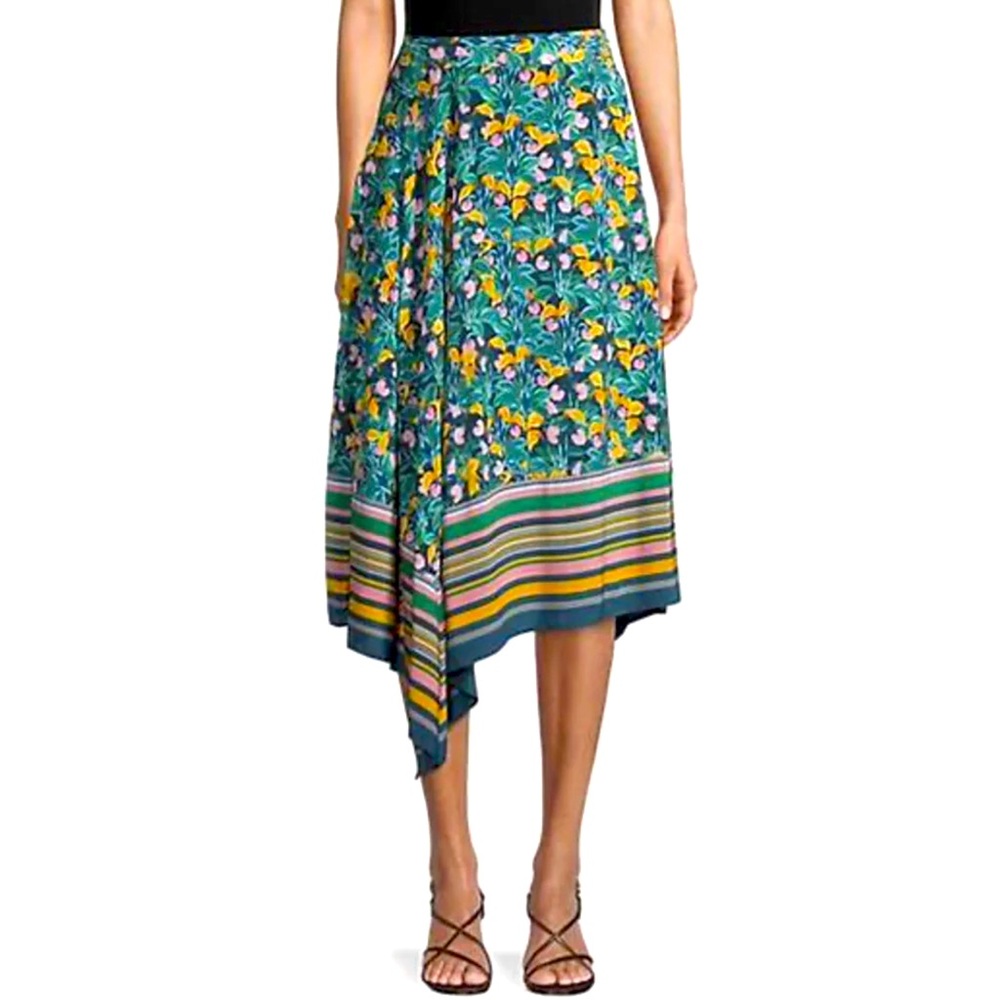 NWT DVF Floral Asymmetric Midi Skirt Size 14